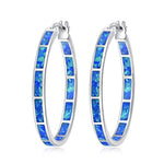 Fire Opal Stone Hoop Woman Earrings