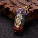 Geometric Pattern Chakras Orgonite Natural Stone Pendant
