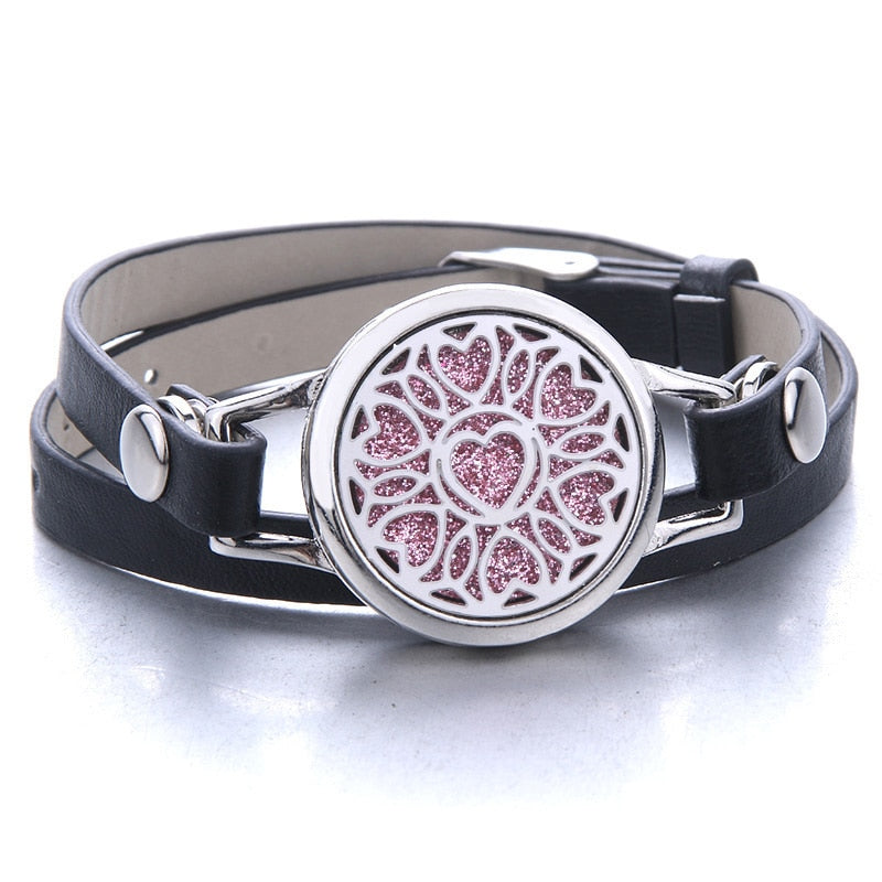 Oil Diffuser Locket Leather Bracelet