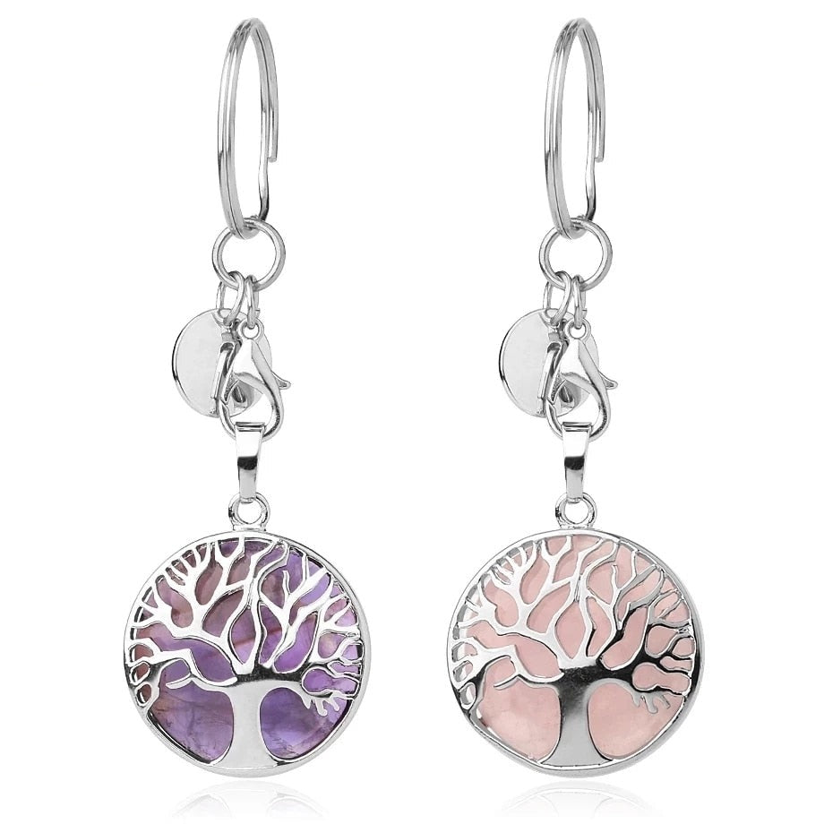 Luxury Crystal Stone Tree of Life Keychain