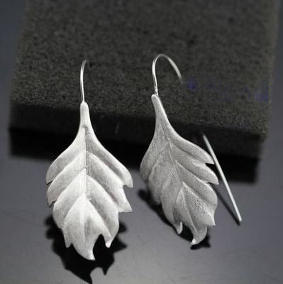 925 sterling silver Long Flower Earrings