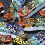 Orgonite Hex Chakra Crushed Stone Meditation Reiki Pendant Necklace