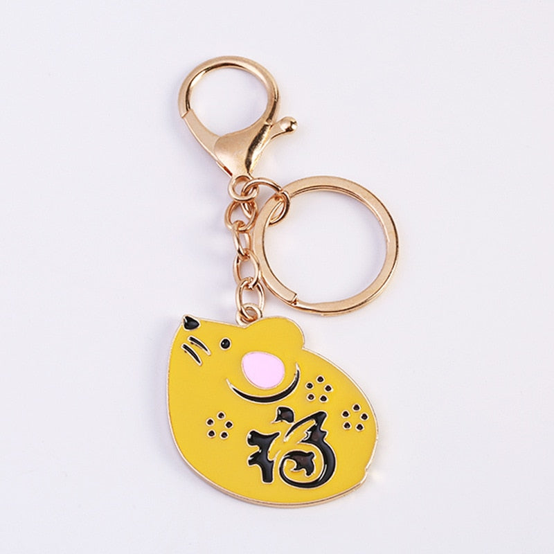 Cute Lucky 12 Zodiac Mouse Keychain