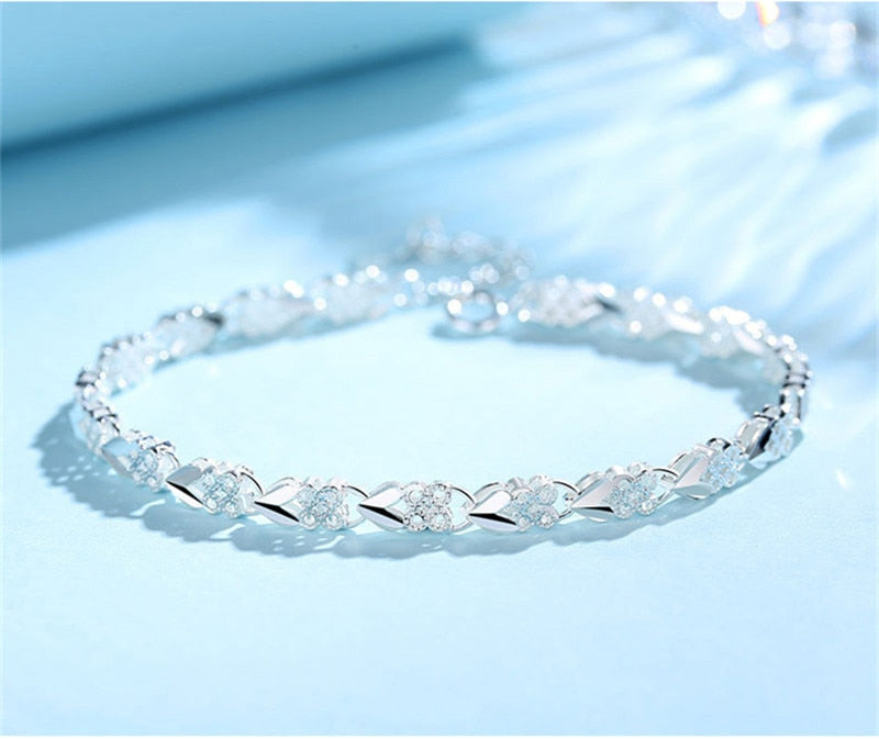 925 Sterling Silver Bracelets For Women Zircon Geometric Bracelet