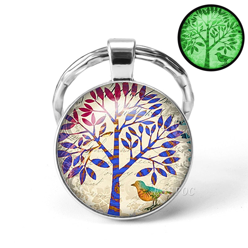 Glow In The Dark Tree Art KeyChain