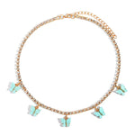 Iced Out Butterfly Choker Necklaces For Women