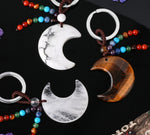 Natural Stone 7 Chakra Keychain Healing Moon Star