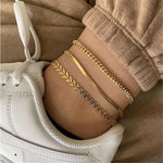 3Pcs Set Vintage Boho Anklets For Women 
