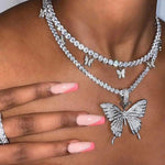 Statement Butterfly Tennis Chain Necklace