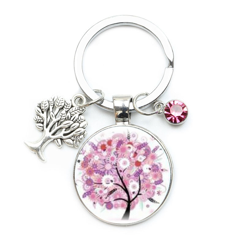 Tree of Life Crystal Stone Charms Keychain