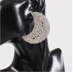 Exaggerated Crystal Geometric Flower Stud Earrings