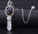 Dowsing Pendulum Quartz Natural Stone Crystal Pink Reiki Healing Pendula Pendant
