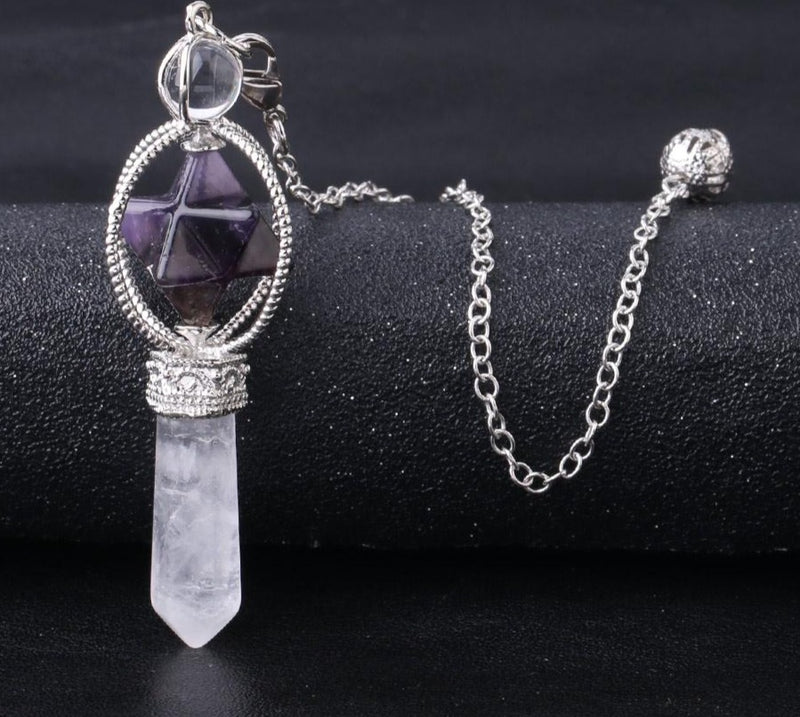 Dowsing Pendulum Quartz Natural Stone Crystal Pink Reiki Healing Pendula Pendant