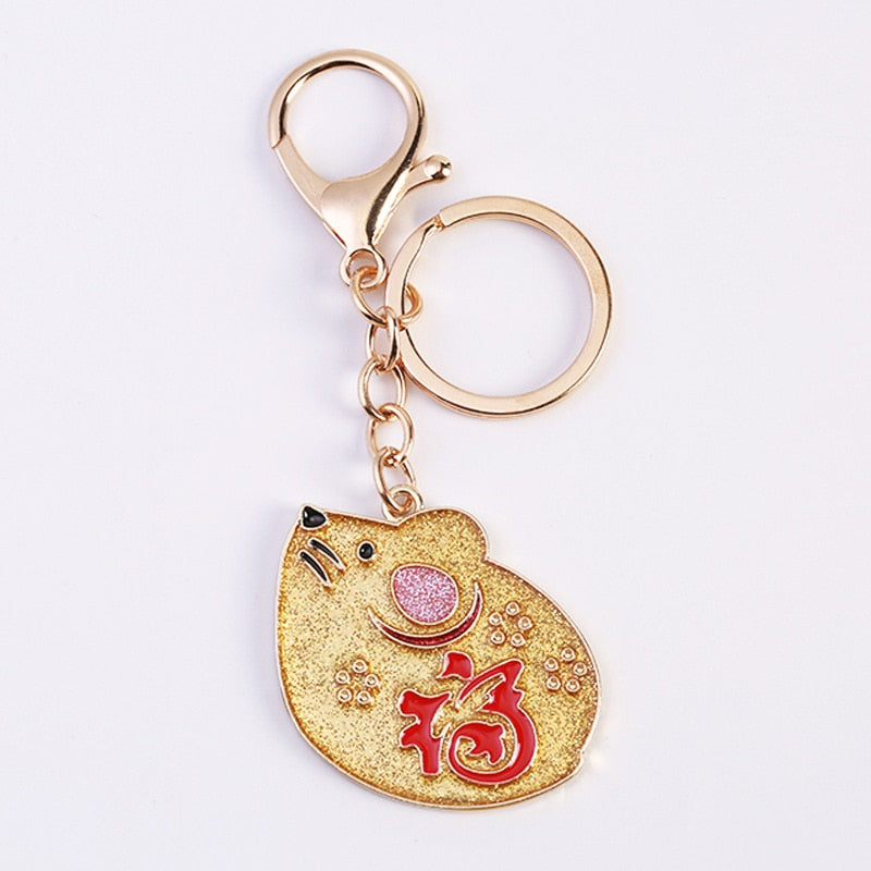 Cute Lucky 12 Zodiac Mouse Keychain