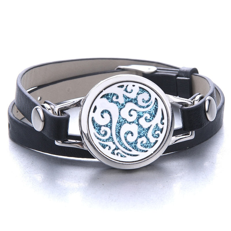 Oil Diffuser Locket Leather Bracelet