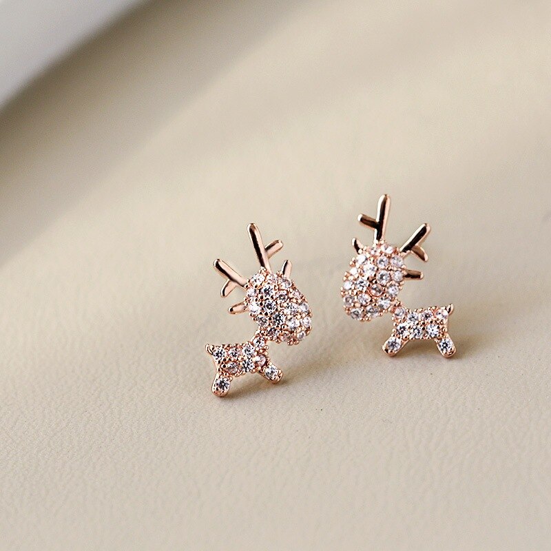 Crystal Deer Stud Earrings