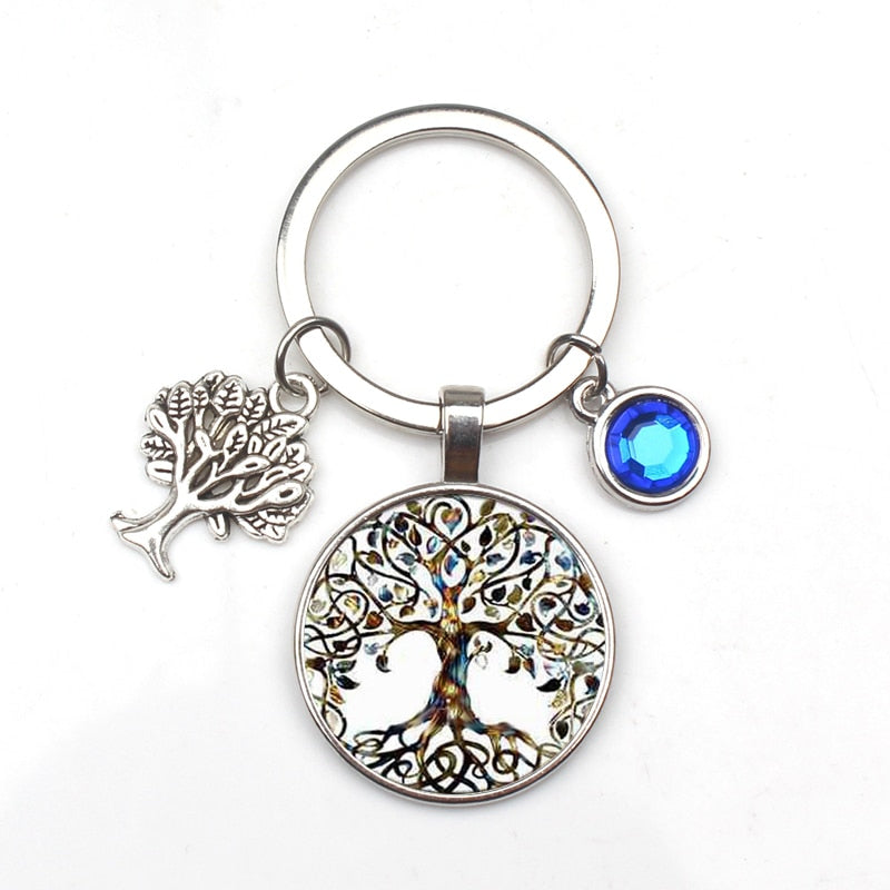 Crystal Stone Tree of Life Keychain