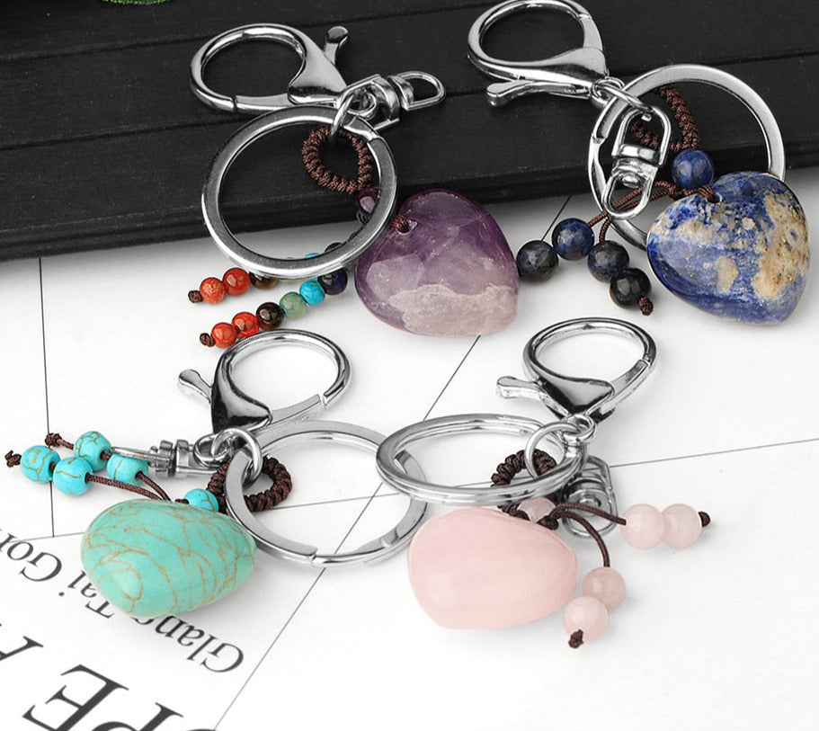  Pink Quartz Tiger Eye Keyring