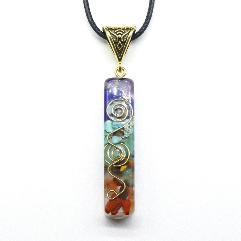 Orgonite Hex Chakra Crushed Stone Meditation Reiki Pendant Necklace