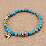 Natural Stone Buddha and Elephant Bead Tibetan Bracelets