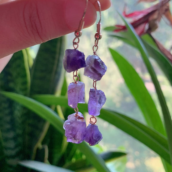 Stone Long Tassel Quartz Earrings