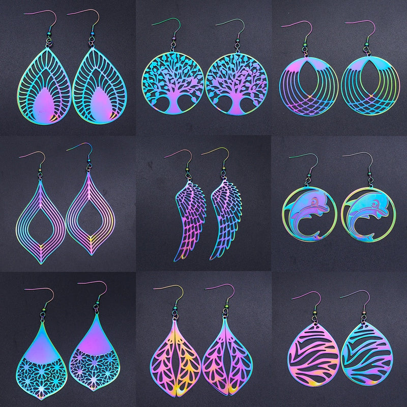 Rainbow Tree of Life Fashion Drop Earring