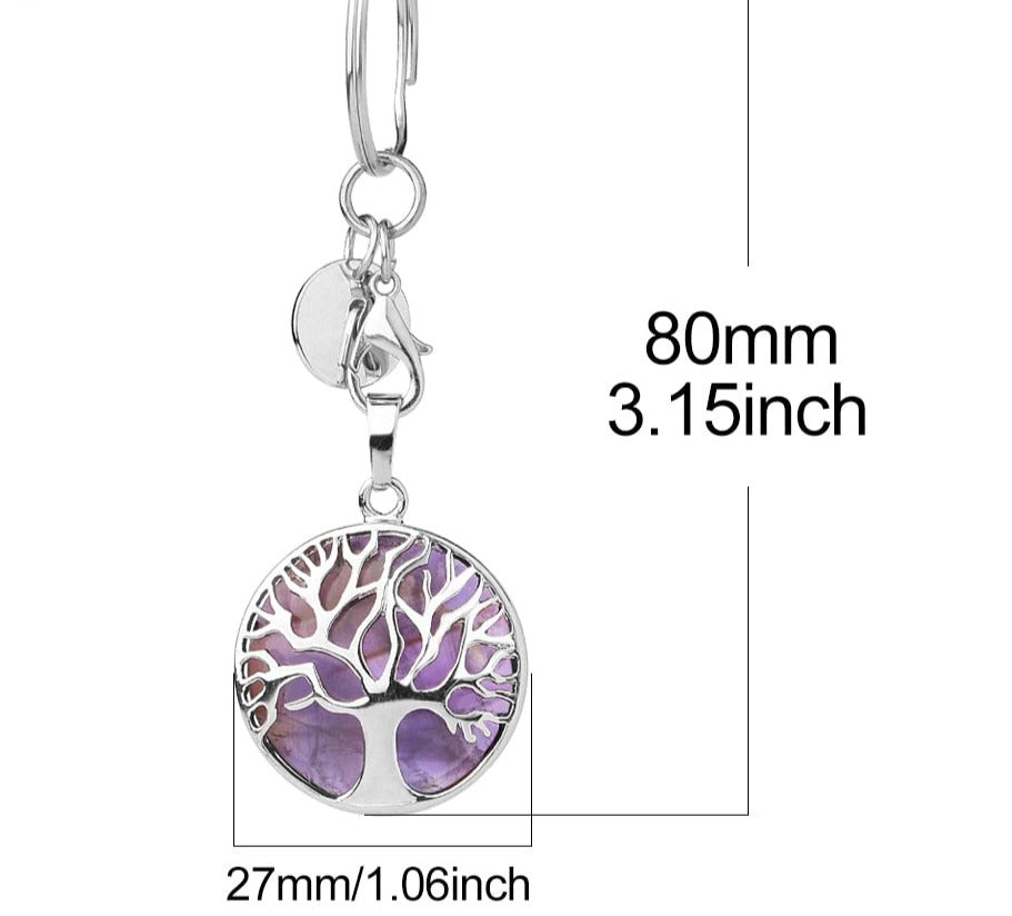 Luxury Crystal Stone Tree of Life Keychain
