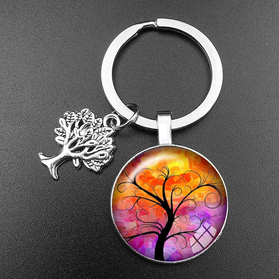 Crystal Glass Tree of Life Keychain