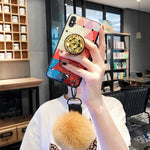 Crystal holder Stand+Fur Ball+Strap Phone case For iPhone