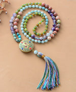 Natural Stone Nepal Charm Long Tassel Necklace