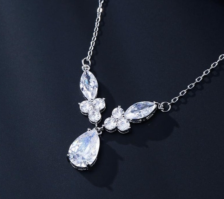 Water Drop Zirconia Crystal Pendant Necklaces