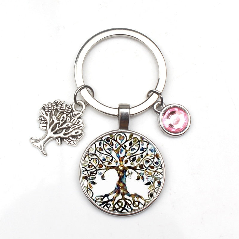 Crystal Stone Tree of Life Keychain