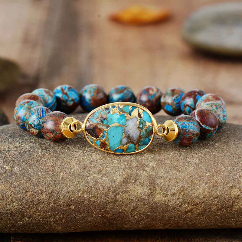 Bronzite Stone Tibetan Beads Women Stretchy Bracelets