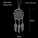 Bohemian Ethnic Feather Yoga Alloy Stainless Steel Dreamcatcher Necklace