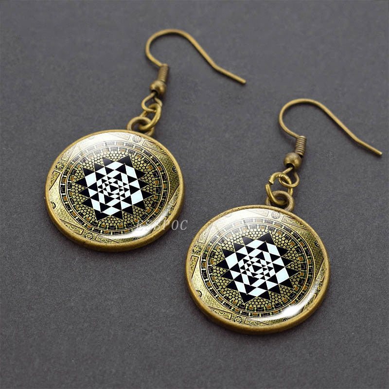 Sacred Geometry Dangle Hook Earrings