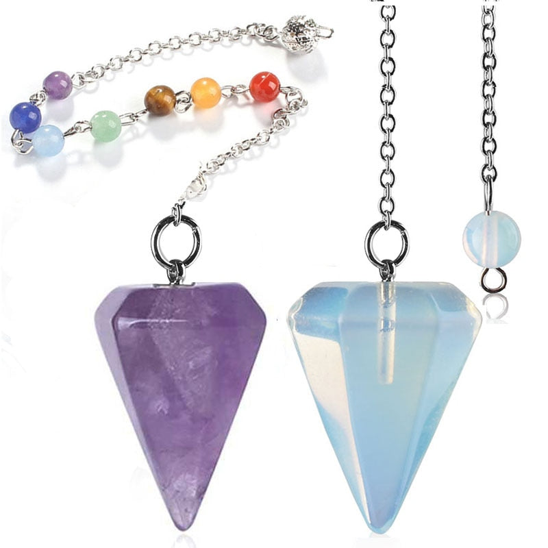 Amethysts Lapis Opal Crystal Stone Healing Chakra Chain Pendants