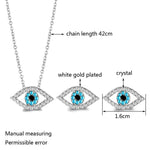 Blue Rhinestone Eye Necklace Earring