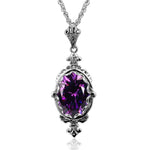 Carved Purple Gems Pendants Necklace