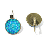 Blue Mandala Print Art Earring