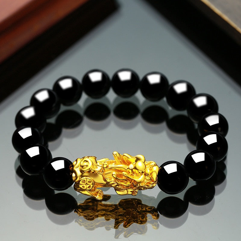 Feng Shui Obsidian Stone Beads Chakra Bracelet
