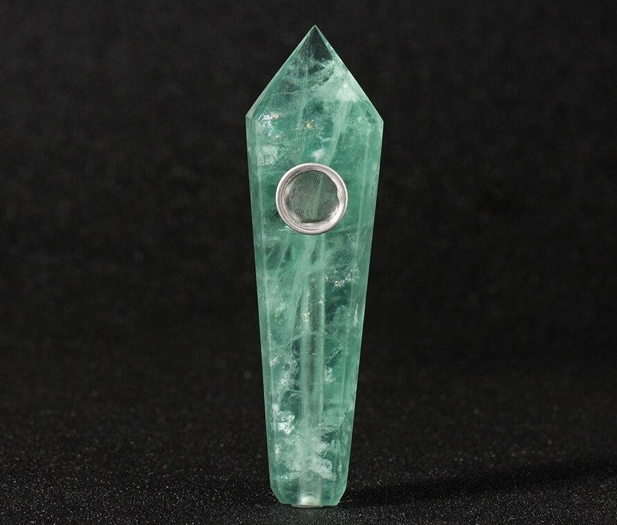 Natural Quartz Crystal Healing Obsidian Smoking Point Pipe
