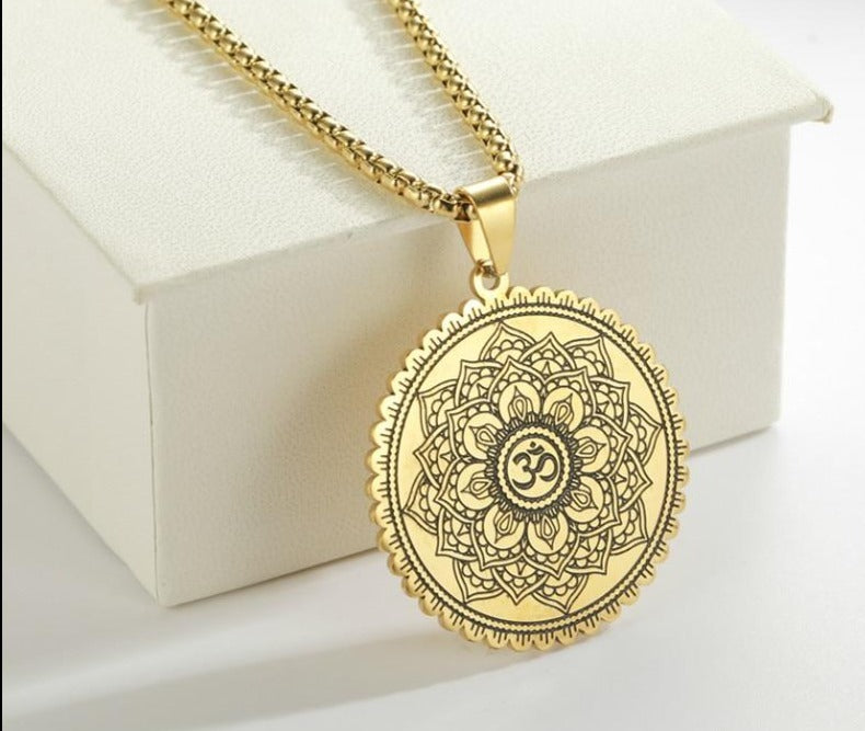 Vintage Buddhism Mandala Yoga Pendant OM Necklace