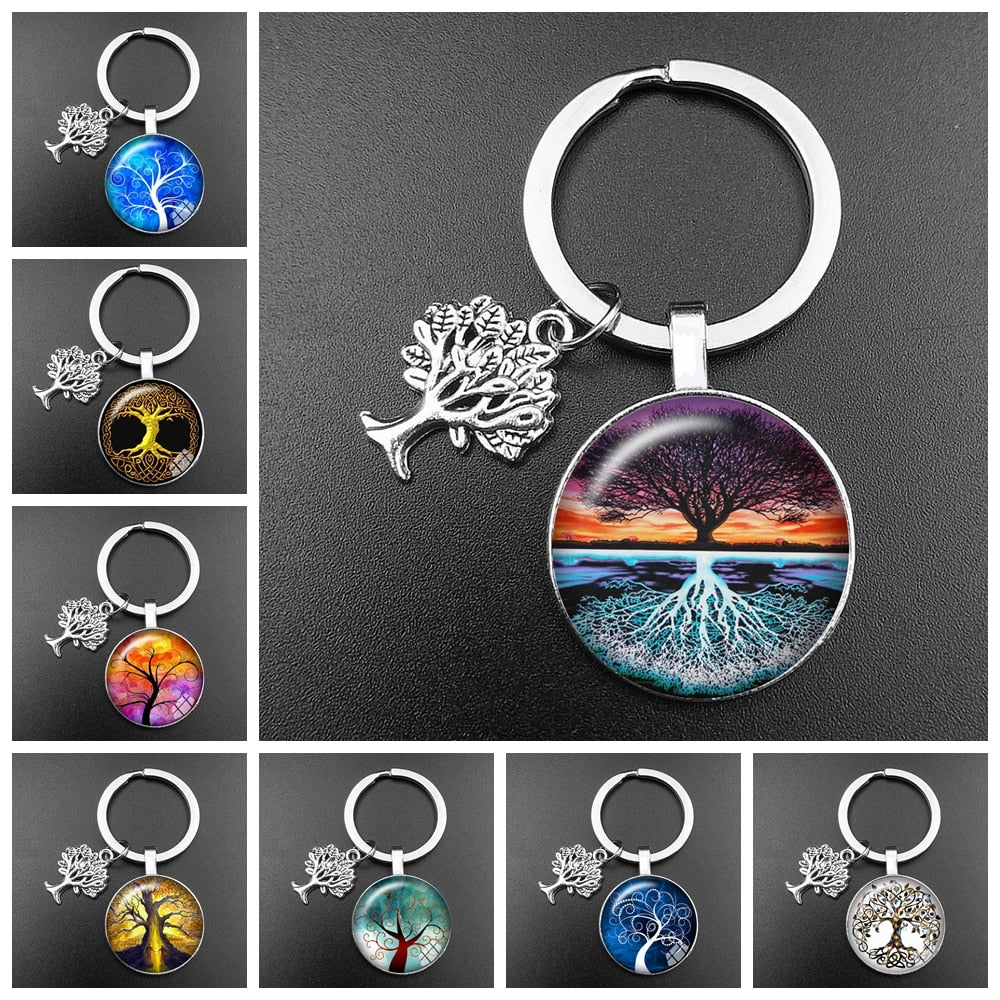 Crystal Glass Tree of Life Keychain