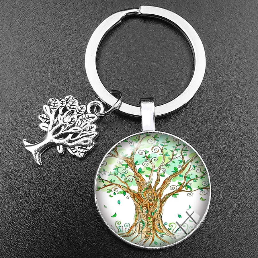 Crystal Glass Tree of Life Keychain