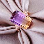Citrine Amethyst Crystal Zircon Diamond Finger Ring