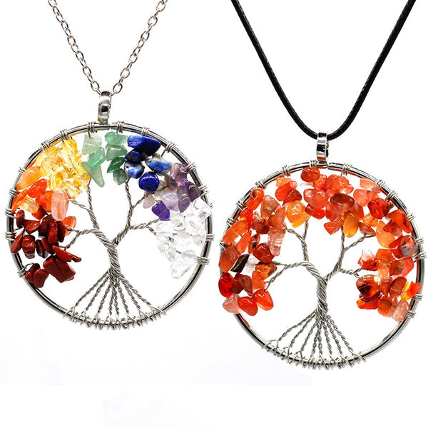 Natural Stone Tree of Life pendulum Pendant Necklace