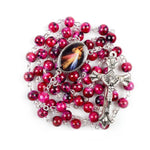 Catholic Rosary Small Size Round Blue Glass Beads Virgin Mary Jesus Necklace Women