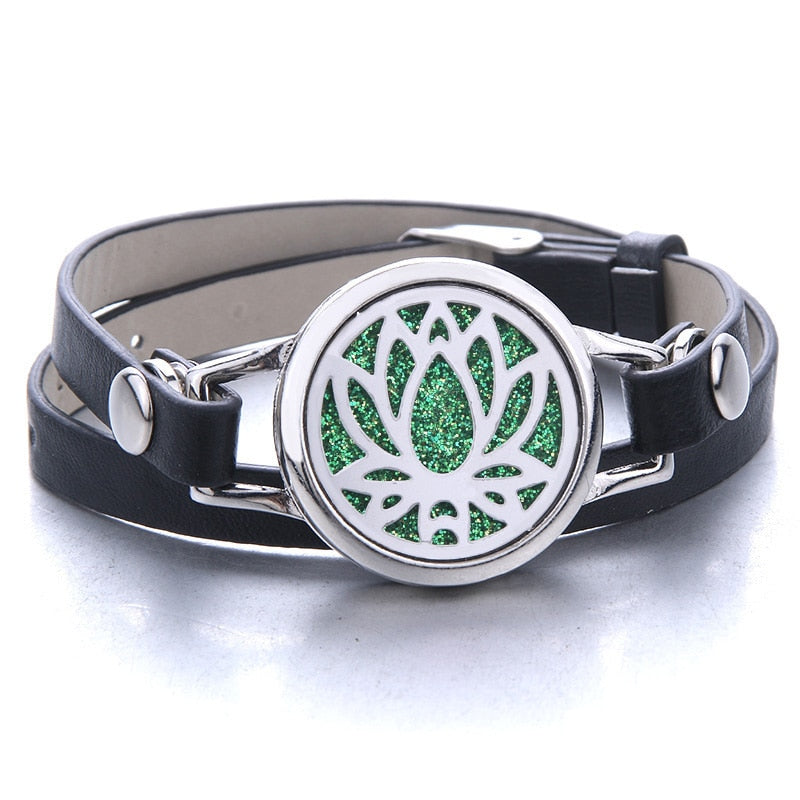Oil Diffuser Locket Leather Bracelet