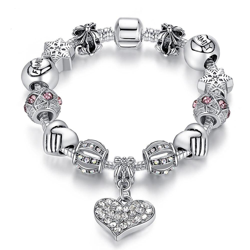 Luxury Brand Women Bracelet Silver Color Crystal Charm Bracelet for Women