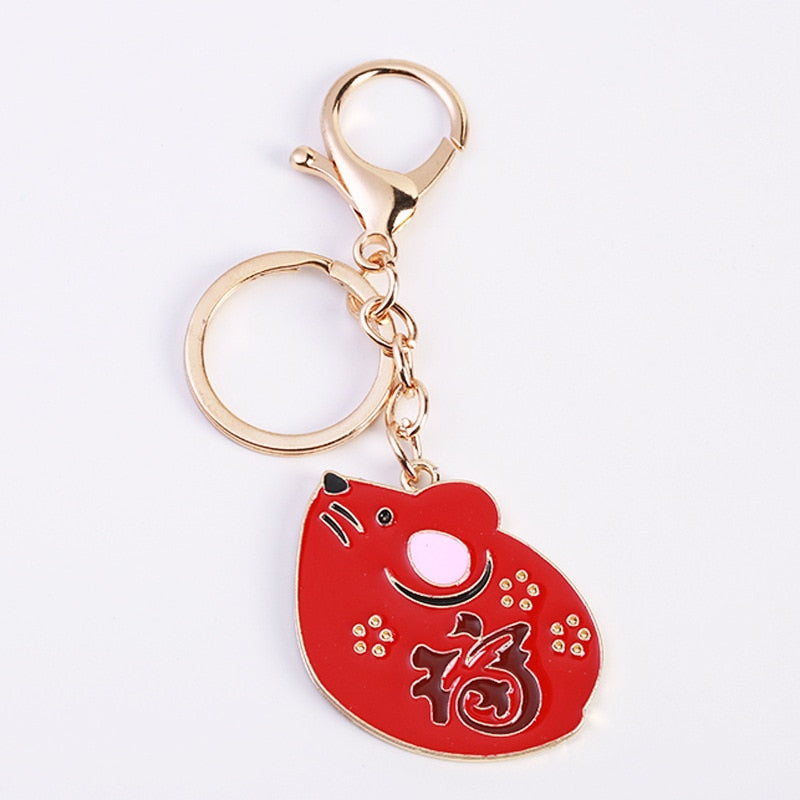 Cute Lucky 12 Zodiac Mouse Keychain